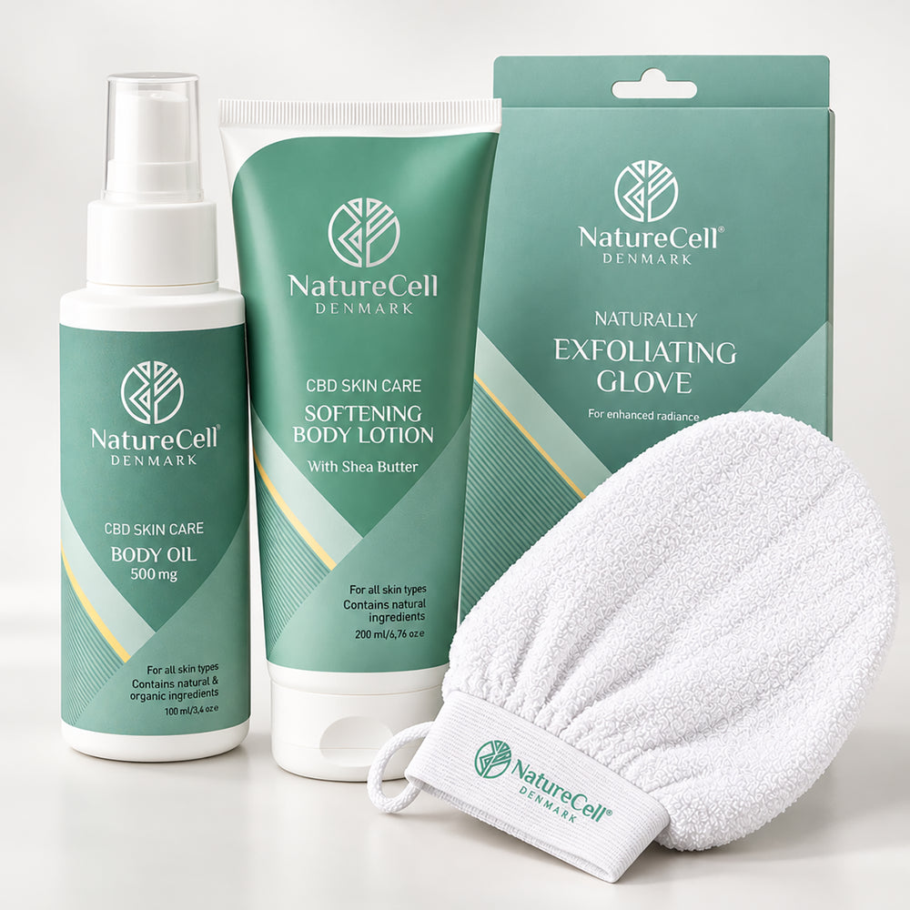 Körperpflege-Set | Bodylotion + Body Oil + Peelinghandschuh